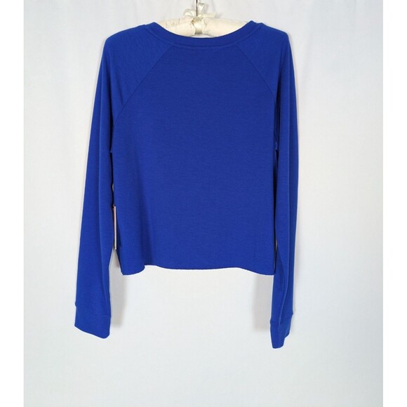 Juicy Couture Sweater L Women's Blue Spell Out Raw Hem Long Sleeve Pullover - Picture 6 of 8